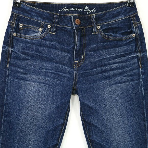 American Eagle Slouchy Cropped Jeans Stretch Dark 2 - Picture 6 of 12